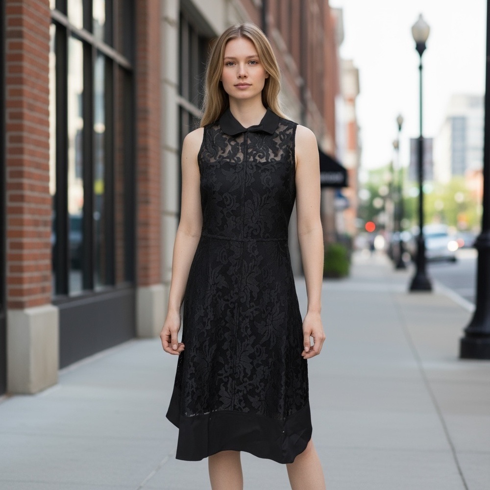 AMT Black Lace Crochet Sleeveless Dress
New